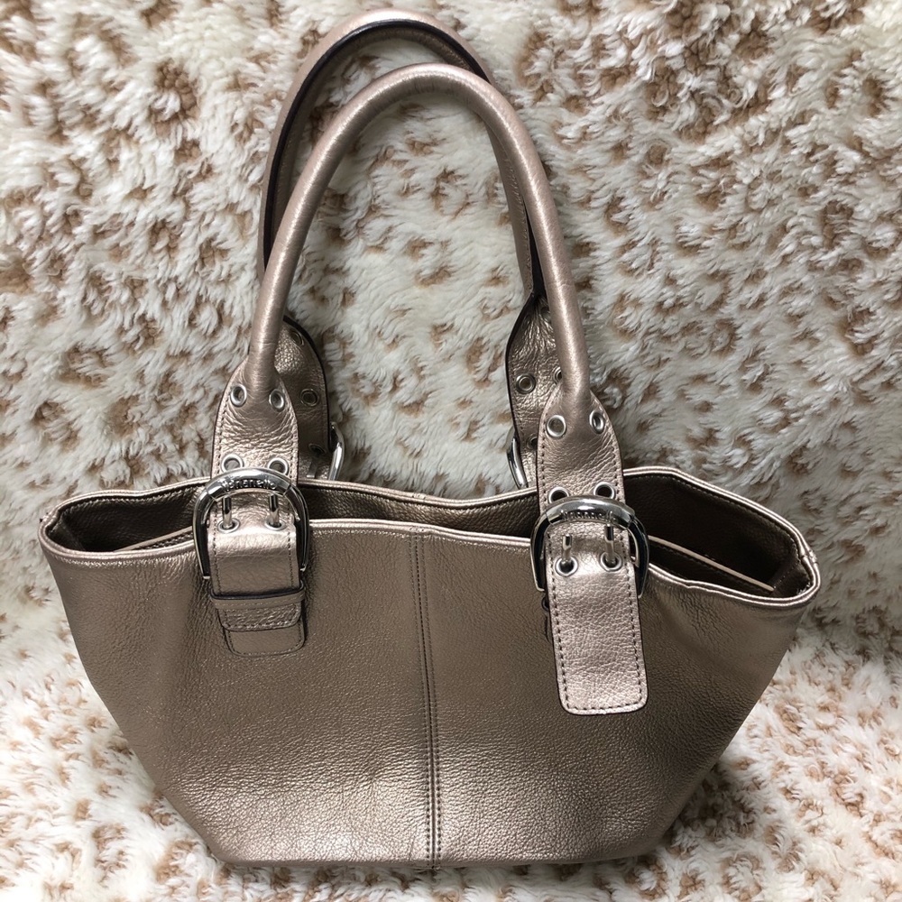 Tignanello gold metallic handbag.